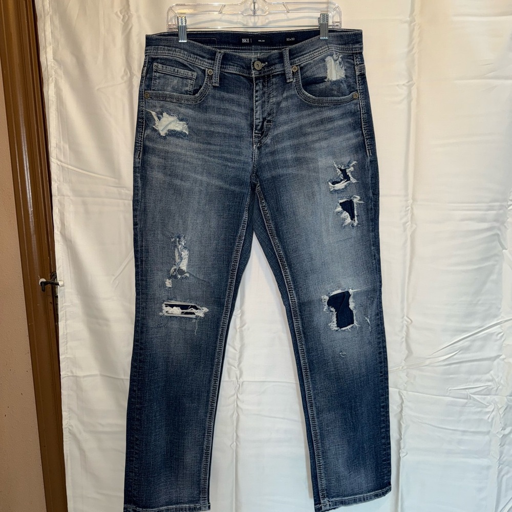 BKE Blue Slim Distressed Jeans
